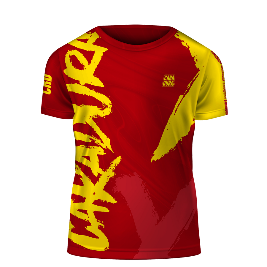 Camiseta Caradura Vamos Rojo Amarillo