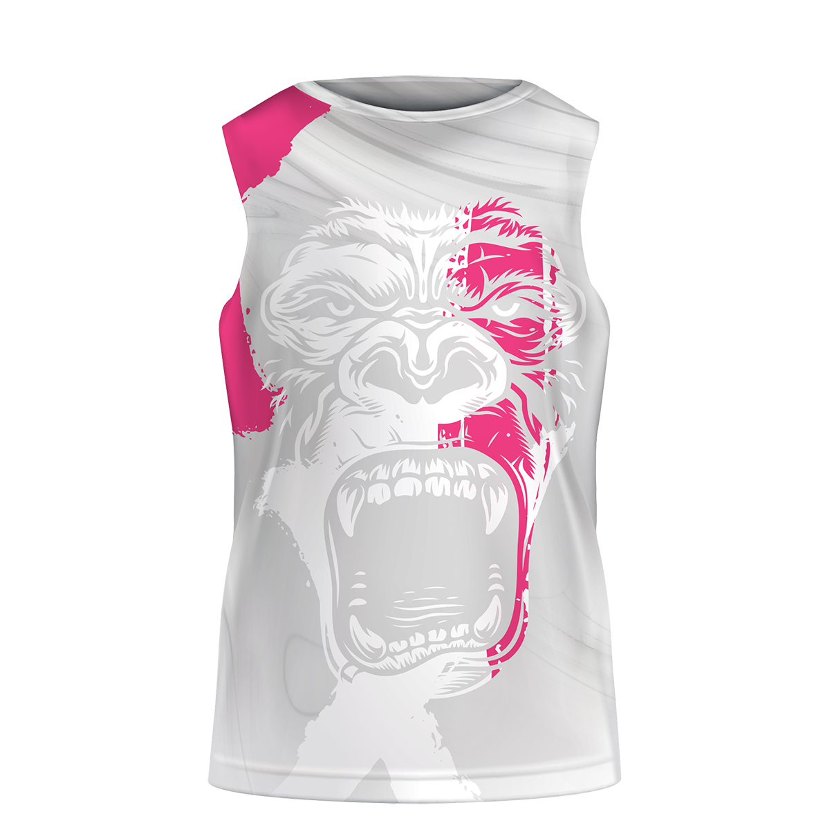 Camiseta Sin Mangas Gorila Blanco Fucsia