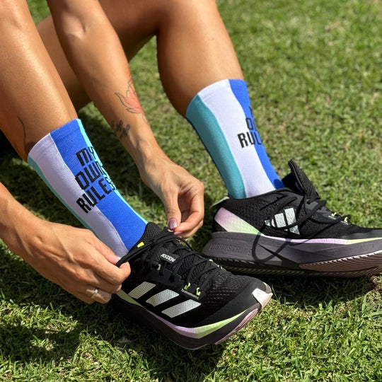 Calcetines Bordados MOR Azul y Blanco