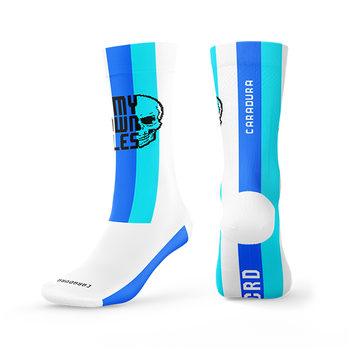 Calcetines Bordados MOR Azul y Blanco