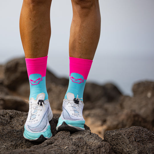 Calcetines Bordados Alien Azul-Fucsia